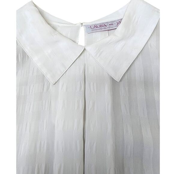 Laura & Jayne White Textured Dress Blouse Womens Size 8 Long Sleeve Textured Top - Picture 3 of 15